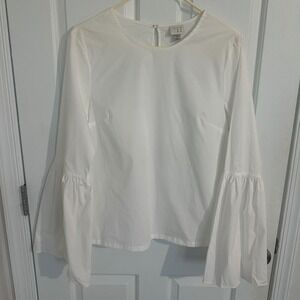 A New Day White‎ Bell Sleeve Blouse Top Womens Size M